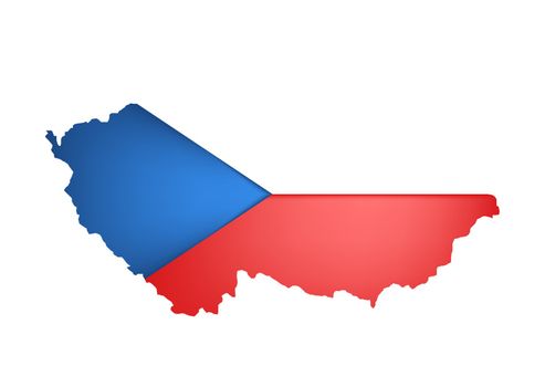 flag and map of czech republic on white background