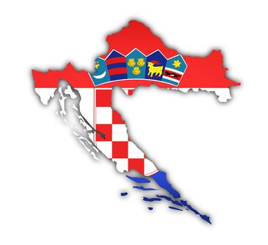 flag and map of croatia on white background