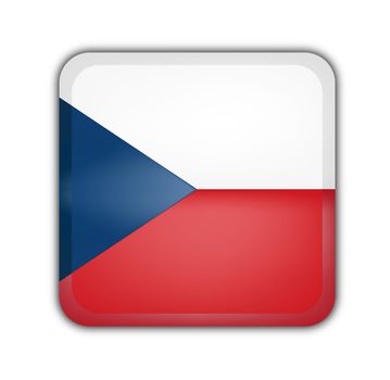 flag of czech republic, square button on white background