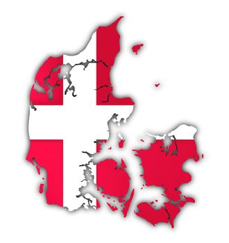 map and flag of denmark on white background