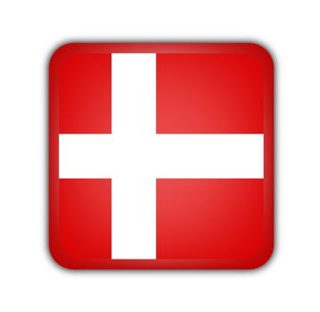 flag of denmark,square button on white background