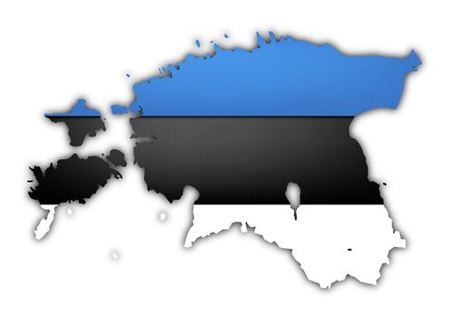 map and flag of estonia on white background