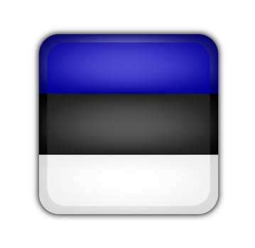 flag of estonia, square button on white background