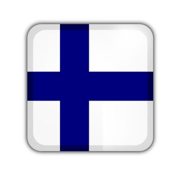 flag of finland , square button on white background