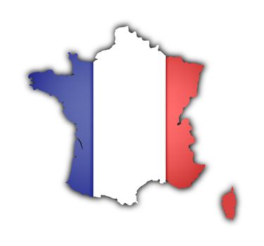 flag and map of france on white background
