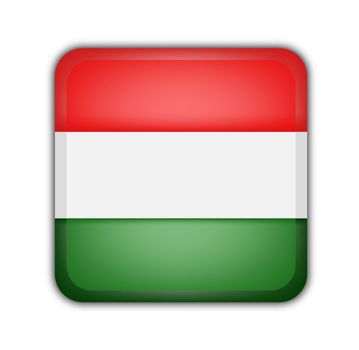 flag of hungary, square button on white background