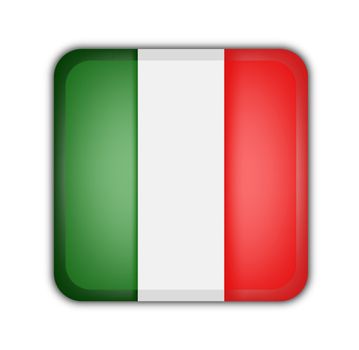 flag of italia, square button on white background