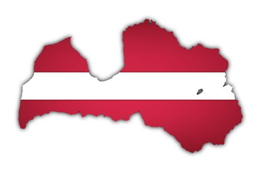 map and flag of latvia on white background