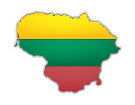 map and flag of lithuania on white background