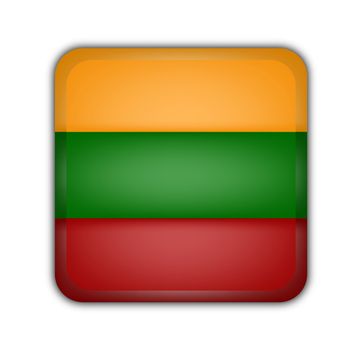 flag of lithuania, square button on white background