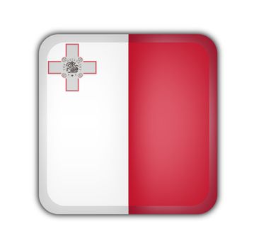 flag of malta, square button on white background