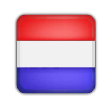flag of netherlands, square button on white background