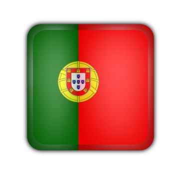 flag of portugal, square button on white background