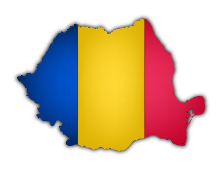 flag and map of rumania on white background