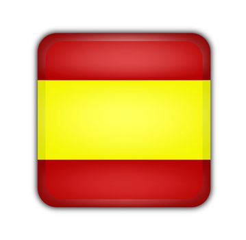 flag of spain, square button on white background