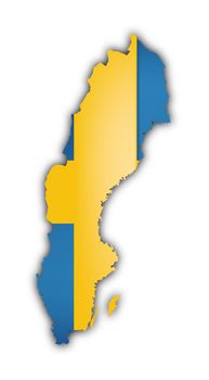 flag and map of sweden on white background