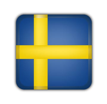 flag of sweeden, square button on white background