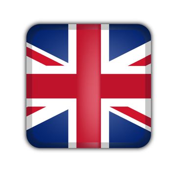 flag of united kingdom, square button on white background