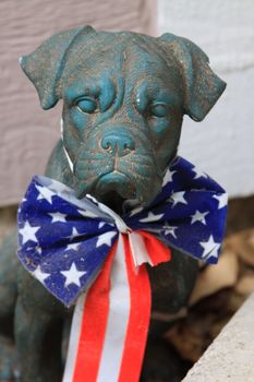 Close up of a Boxer Dog Statue.