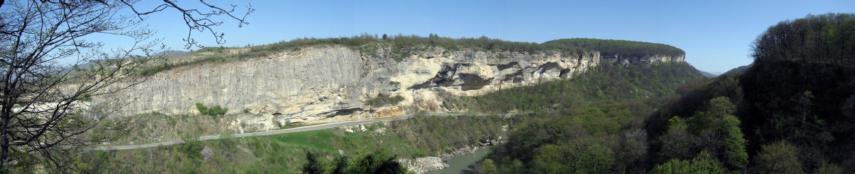 Mountains; rocks; a relief; a landscape; a hill; a panorama; Caucasus; top; a slope; a snow