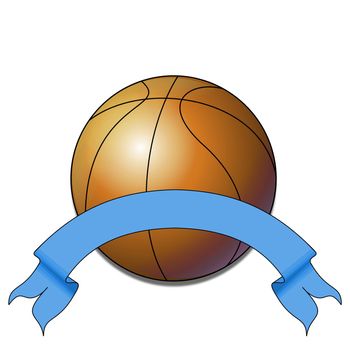 Basket ball with blue ribbon/scroll