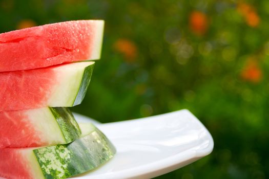 
Fresh slices of watermelon.