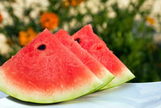 
Fresh slices of watermelon.