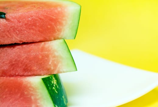
Fresh slices of watermelon.