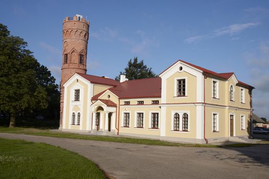 Old style house with a review tower 