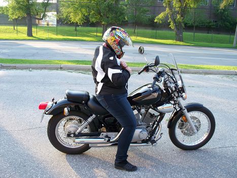 woman getting ready to ride