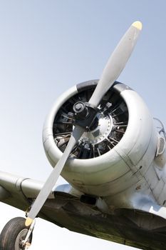 vintage historic old war aircraft in a background