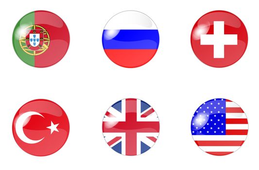 illustration of a a set of buttons with flag