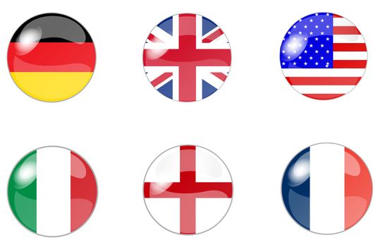 illustration of a a set of buttons with flag