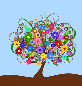 a illustration of a colorful abstract flower tree