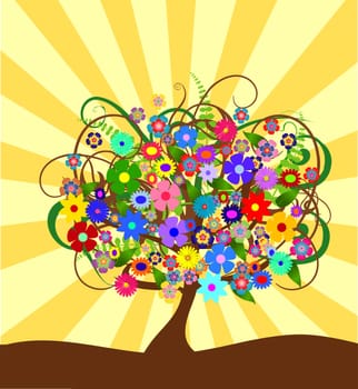 a illustration of a colorful abstract flower tree