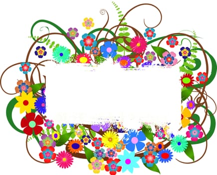 illustration of a floral banner with space for your text