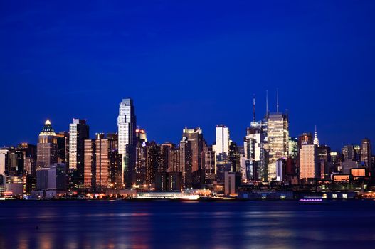 The Mid-town Manhattan Skyline viewed from New Jersey side