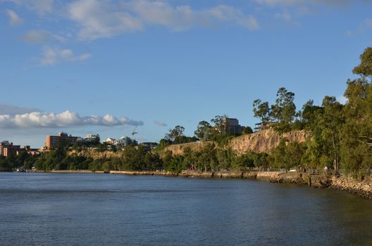 The Kangaroo Point Cliffs on the south bank of the Brisbane River.