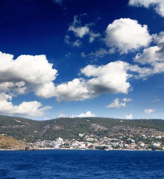 The scenery of  Greece island under sunny sky