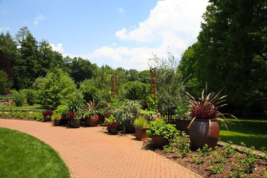 A landscape display in a botanical garden USA