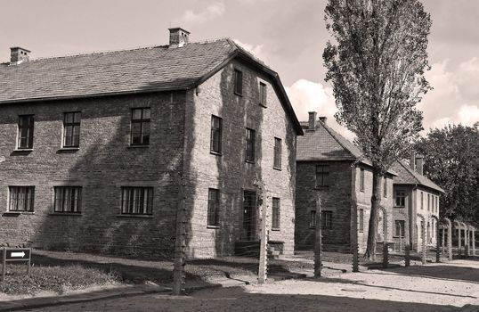 Prisoners barracks at the Auschwitz Birkenau concentration camp in Poland.