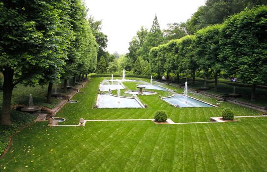 A Italian garden design in a botanical garden USA