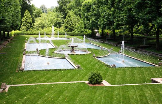 A Italian garden design in a botanical garden USA