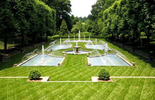 A Italian garden design in a botanical garden USA