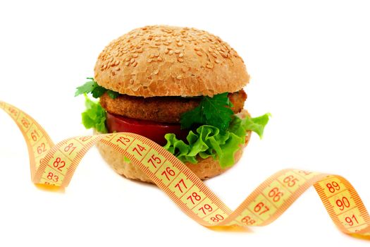 Hamburger with meter diet concept
