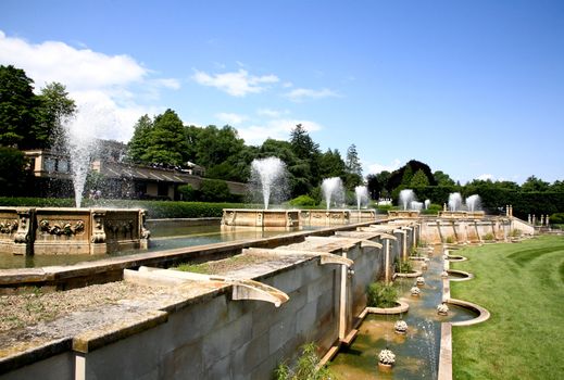 A fountain show in a botanical garden USA