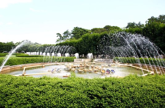 A fountain show in a botanical garden USA