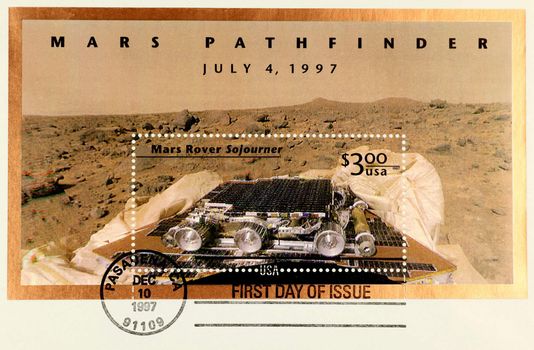 The first day issue of Mars Pathfinder stamp
