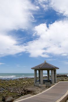 Here is a pavilion near the sea.