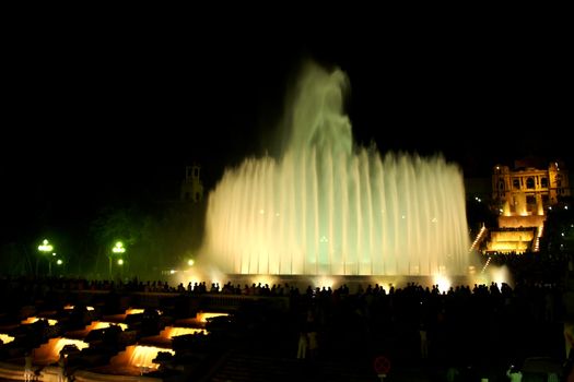 Montjuic (magic) fountain in Barcelona at night